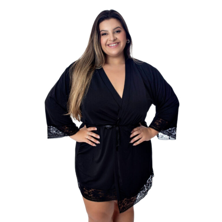 Robe Plus Size Renda Sensual Luxo Roupão Roupa De