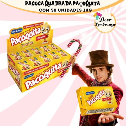 Paçoca Quadrada Pacoquita C/50un 1kg – Sant