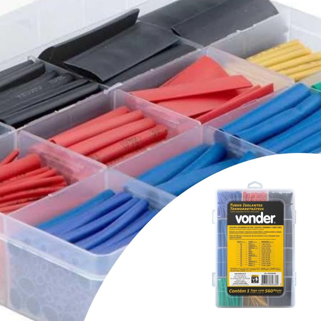 Espaguete colorido kit com 560 unidade isolante termo retrátil emenda remenda isolamente de cabo fio