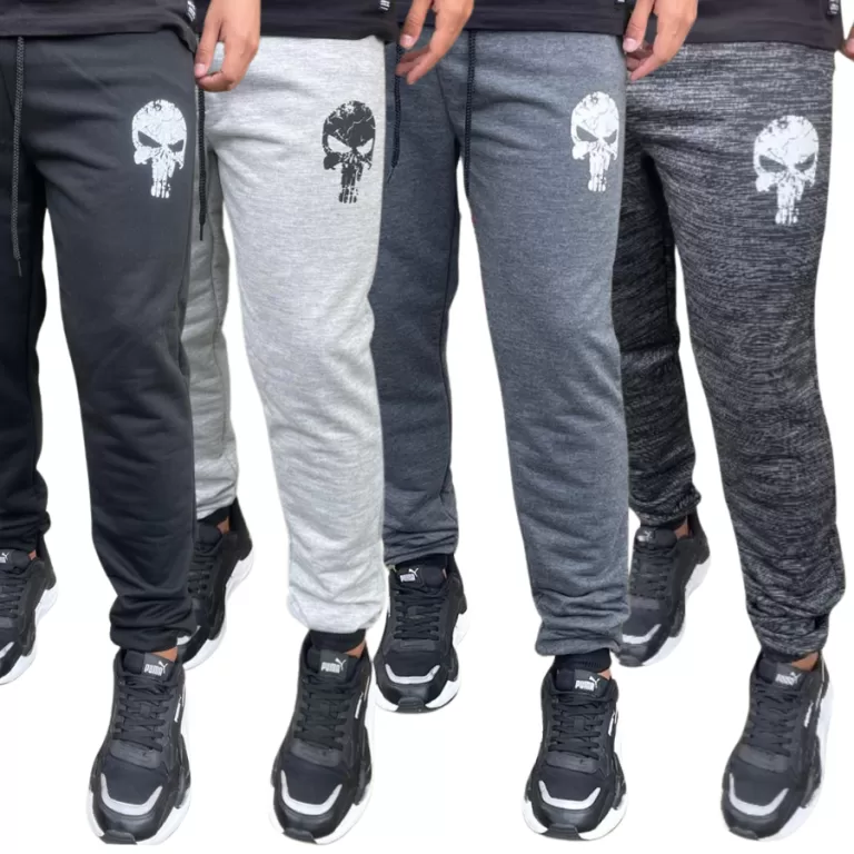 Kit 4 Calças Jogger Moletom Moletinho Slim Caveir