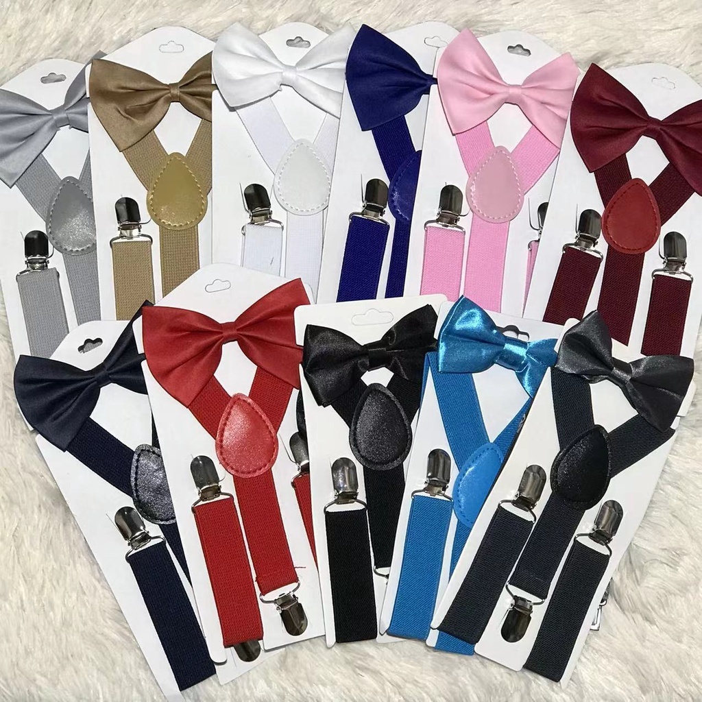 Kit Suspensório + Gravata Borboleta Infantil para Criança – Meninos e Meninas