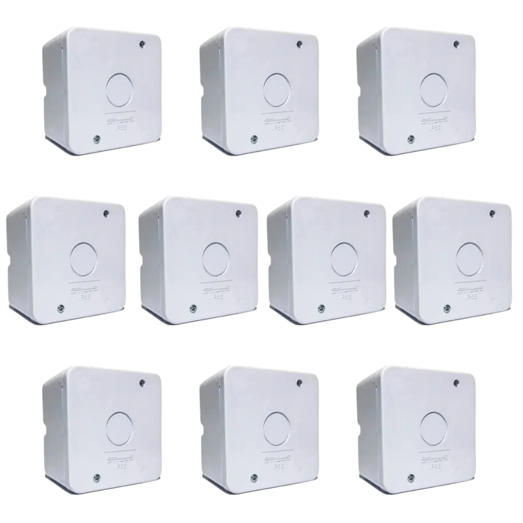 Kit 10x Caixa de Proteção Organizadora de Sobrepor para Câmera de Segurança Cftv Stilus – 2505