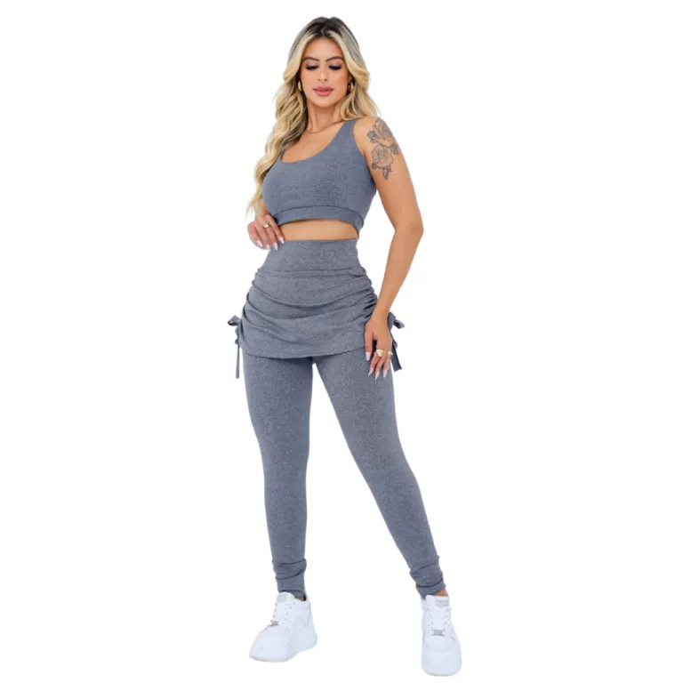 Calça Legging Suplex Cintura Alta com Saia Tapa B