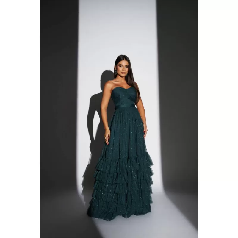 Vestido De Festa Formatura / Casamento Verde Esmeralda Lilás Verde Esmeralda Marsala