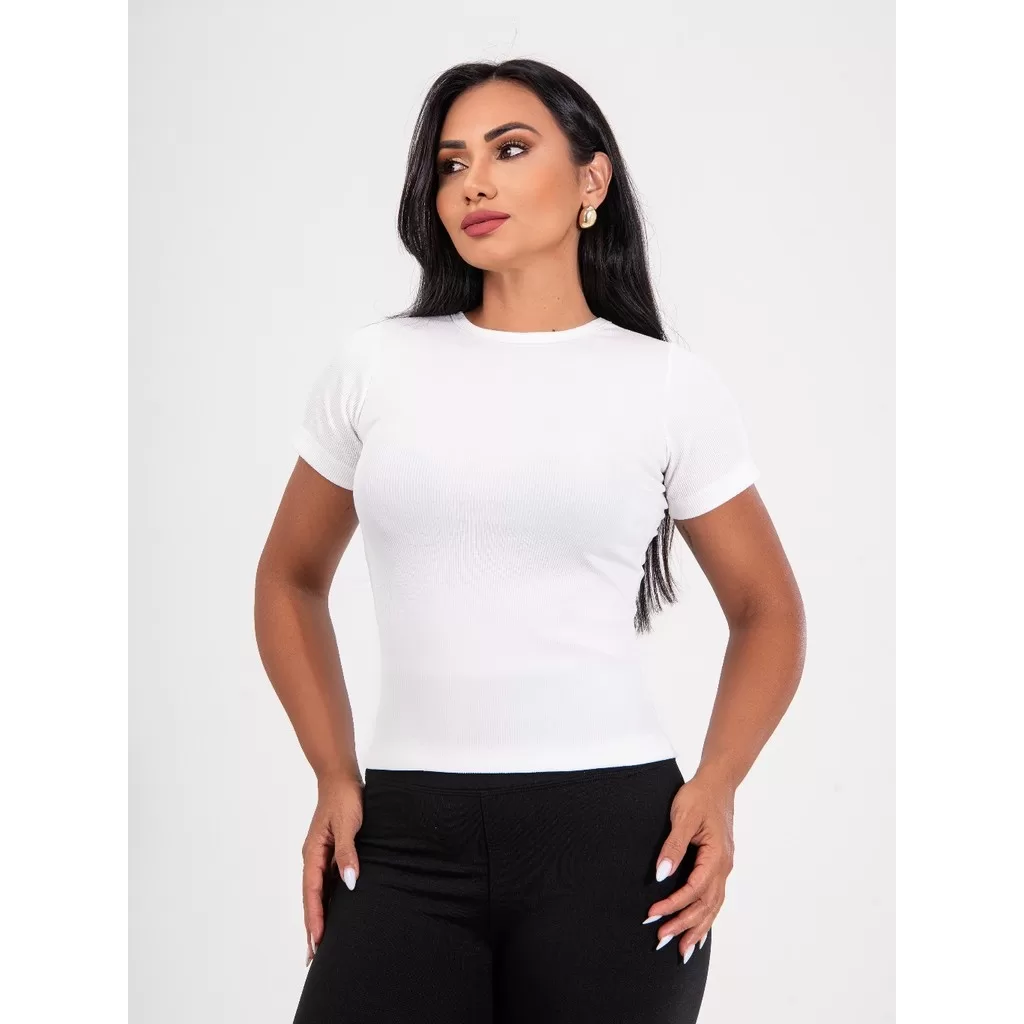Blusa Canelada Feminina Básica e Casual