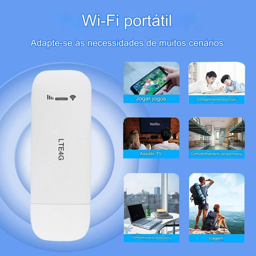 Mini Modem USB 4G com Wi-Fi Roteador Wireless W-Fi Compacto Portatil Versatil Desbloqueado Universal