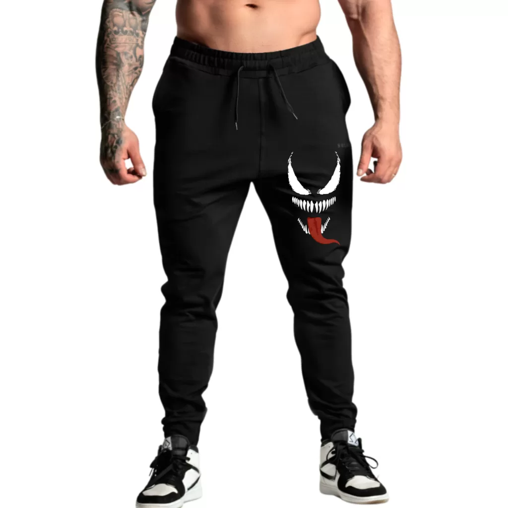 Calça Academia Masculina Treino Gym Moletom Suplementos Slim Confortável V E N O M