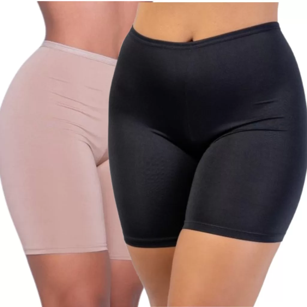 Kit 2 Short Anagua Feminino Liso Segunda Pele Confortável Cintura Alta