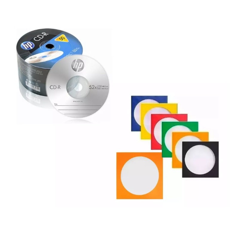 Kit com 5 CD-R Mídias virgens c/logo + envelopes 
