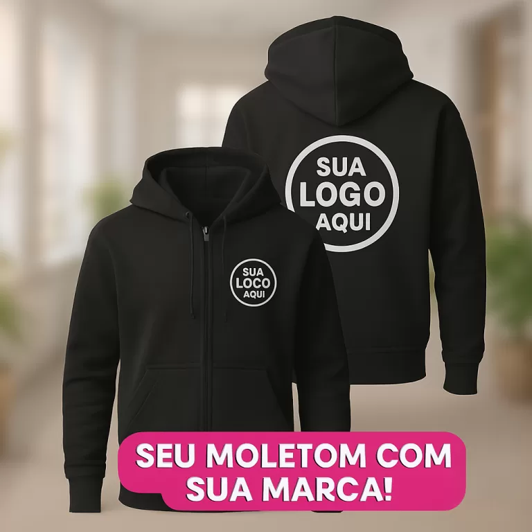 BLUSA MOLETOM C/ZIPER PERSONALIZADO MASCULINO E FE