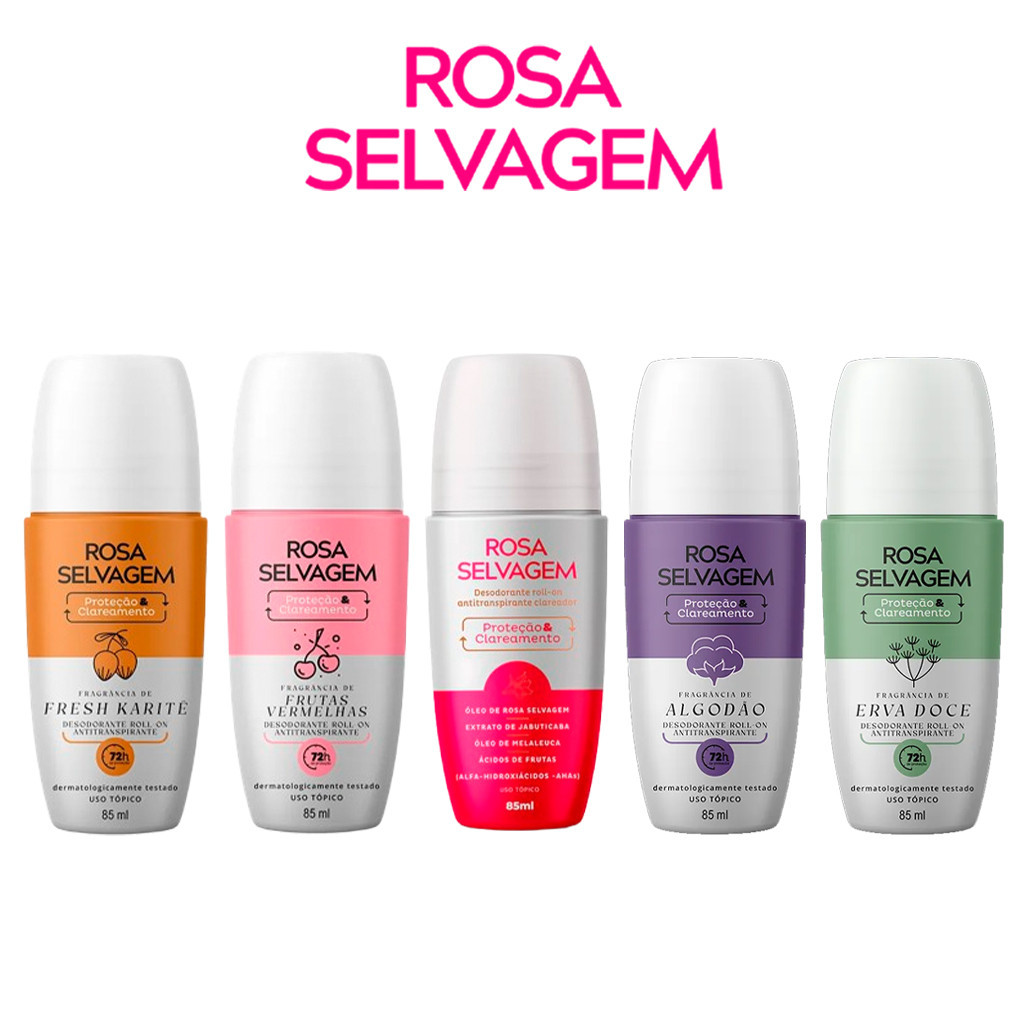 Desodorante Clareador Hidratante Roll-On Rosa Selvagem Cheiroso Envio Imediato