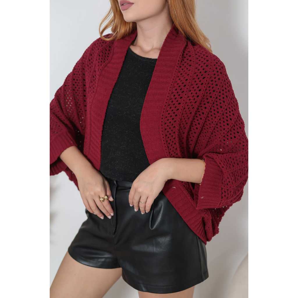 Capa Feminina em Tricot Colete Kimono Tendência Inverno Fio Quentinho Casaso Poncho