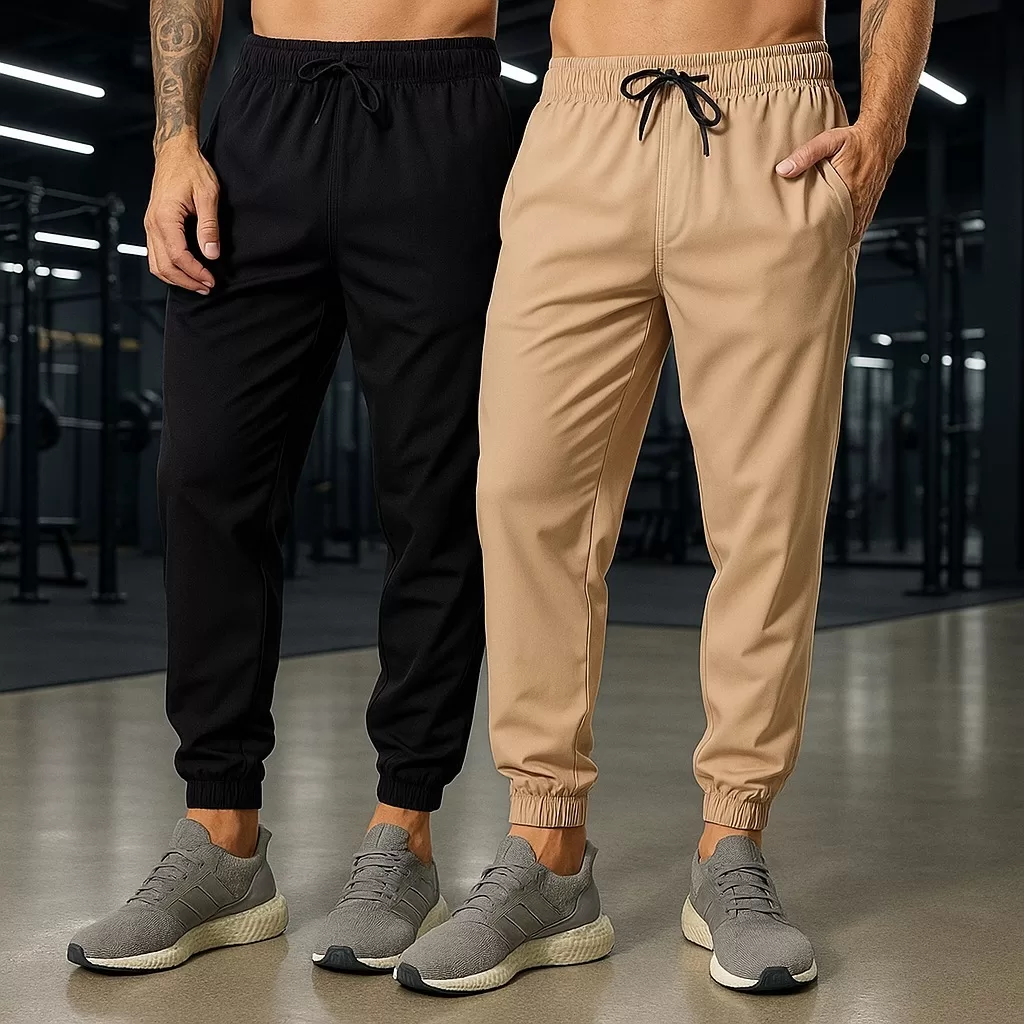 Kit 2 Calça Jogger Tactel Com Elastano Premium Para Treino Esportiva Masculina Preço De Atacado