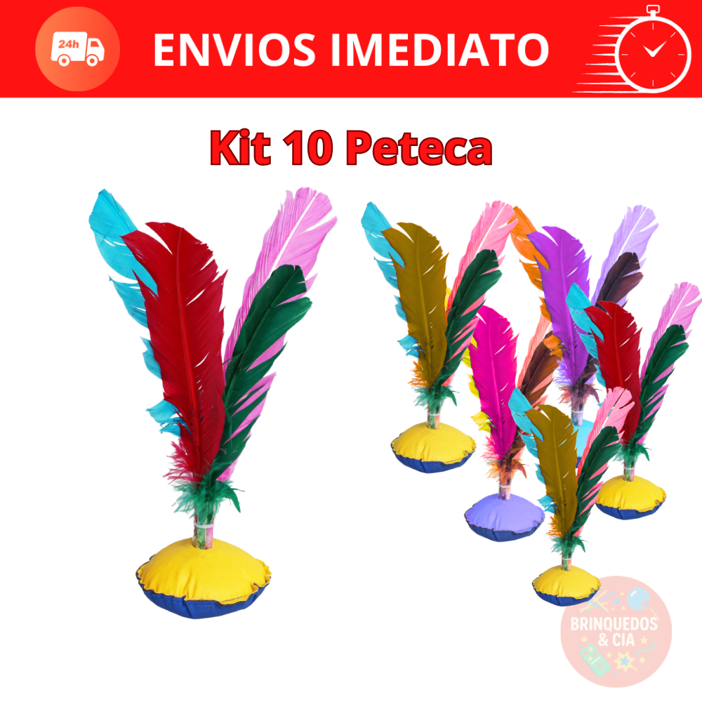 Peteca Infantil Kit com 10 Unidades Coloridas | Brinquedo Educativo e Físico