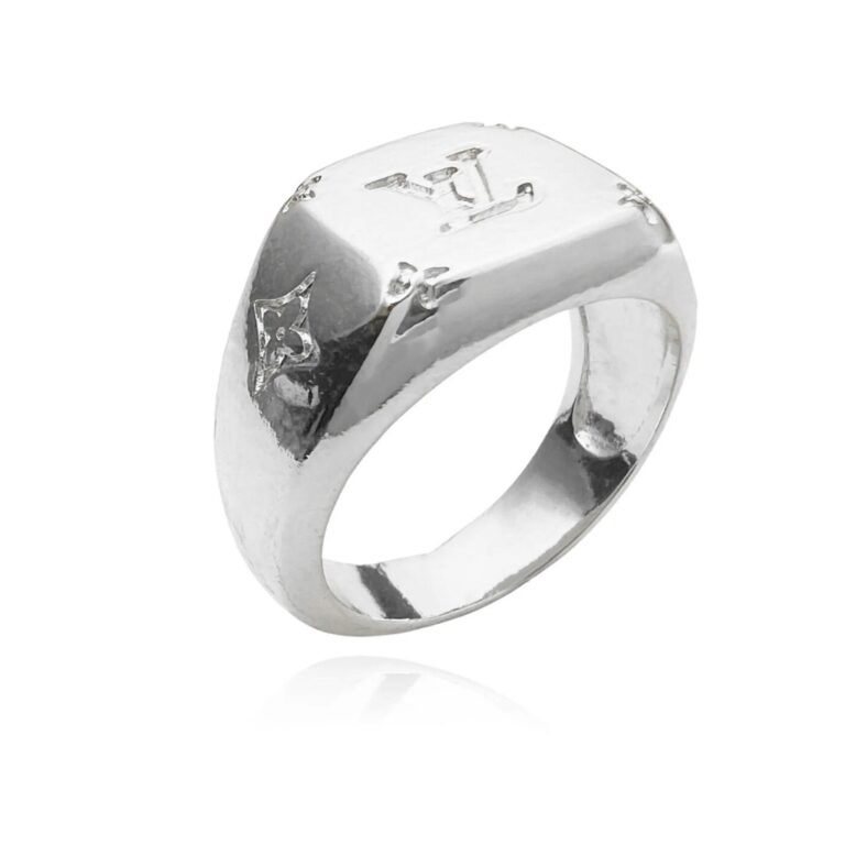 Anel De Prata 925 Elegante Marca L.V Banhado a Pra