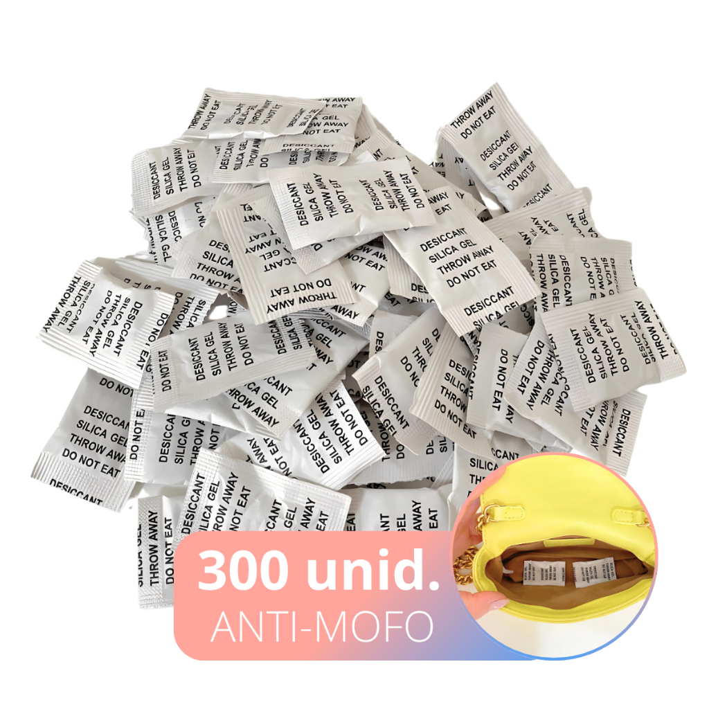 Anti Mofo e Umidade 300 Sachês Sílica Gel Desumidificador