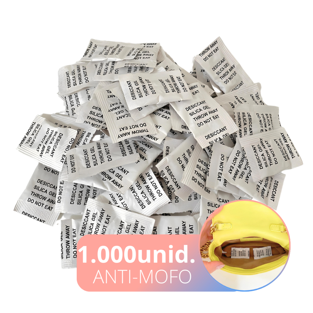 Anti Mofo e Umidade 1.000 Sachês Sílica Gel Desumidificador