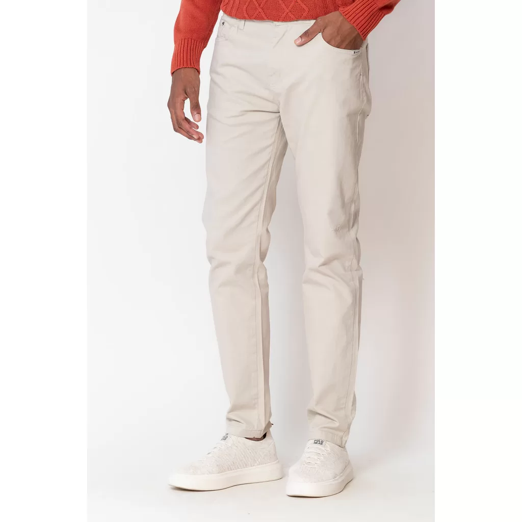 Calça Sarja Masculina Slim Polo Wear Bege Claro