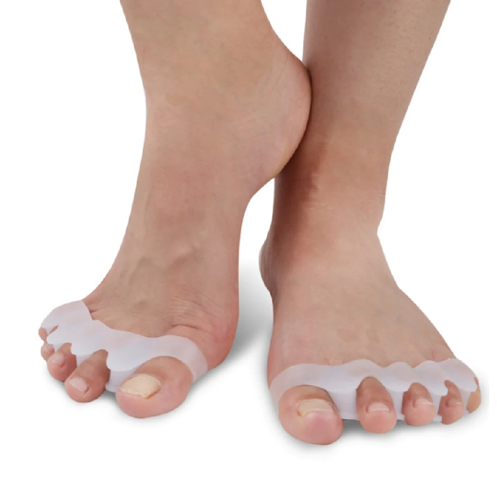 Par Separador e Corretor de Dedos dos Pes Joanete Silicone Todos os Dedos