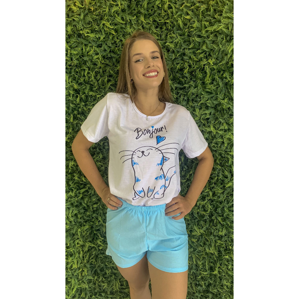 Pijama Feminino Adulto Moda Influencer Curto De Verão