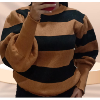 blusa feminina listrada jacar manga bufante