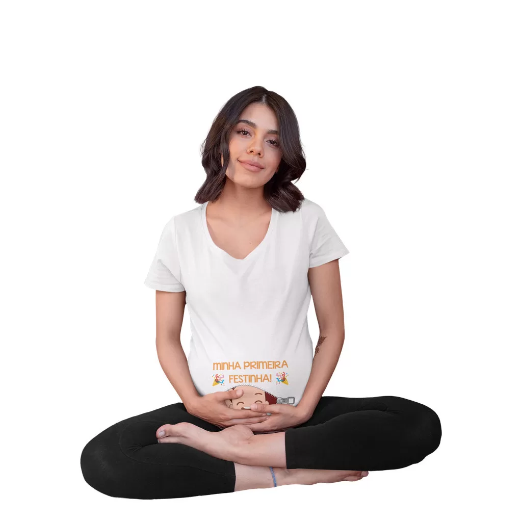 Camiseta Gestante Minha Primeira Festinha