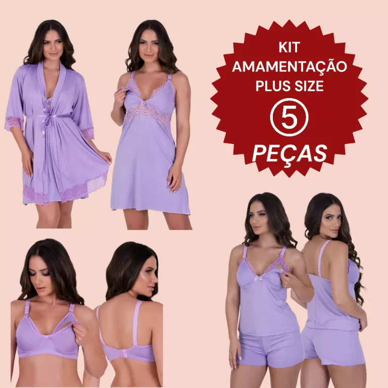 KIT Amamentação Completo com Camisola , Robe , B