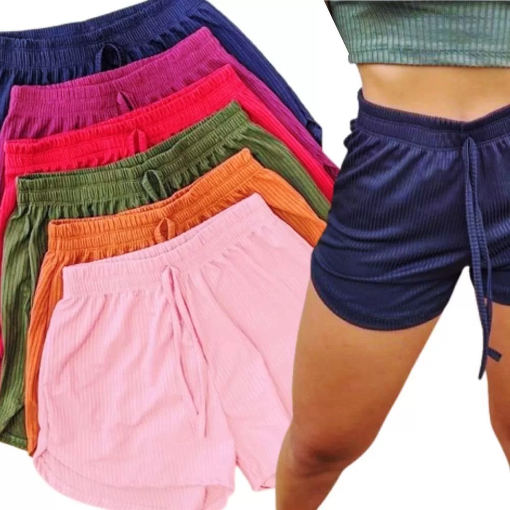 Short feminino academia levanta bumbum Cintura Alta Canelado