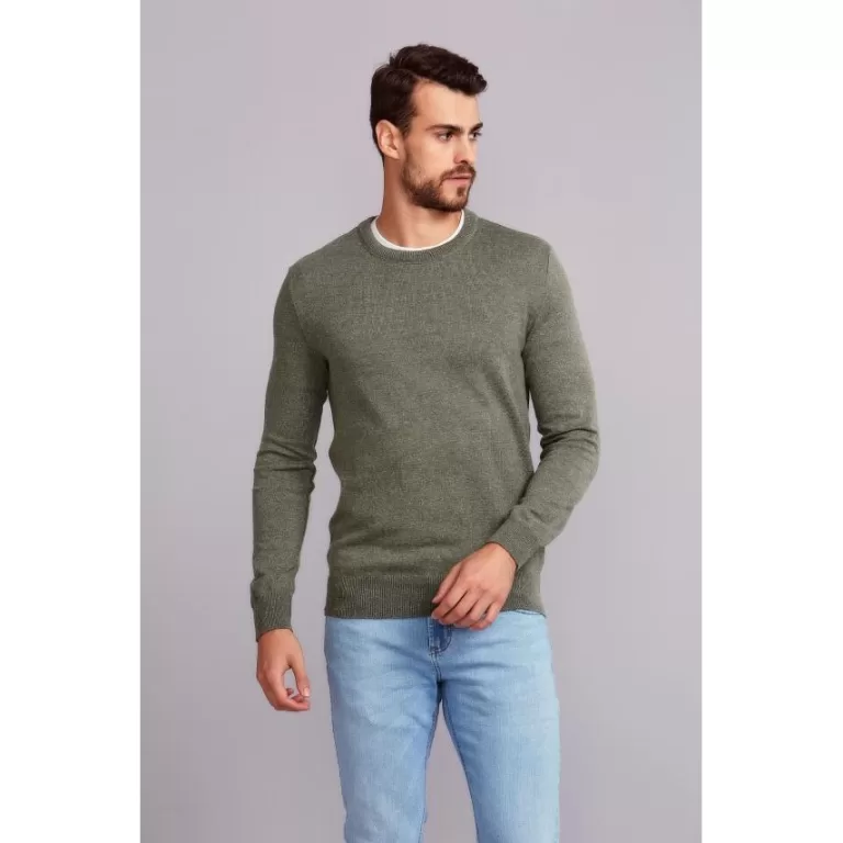 Tricot Gola Careca Básico Liso – Verde