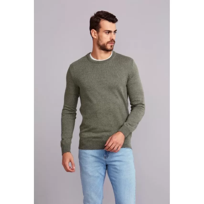 Tricot Gola Careca Básico Liso – Verde