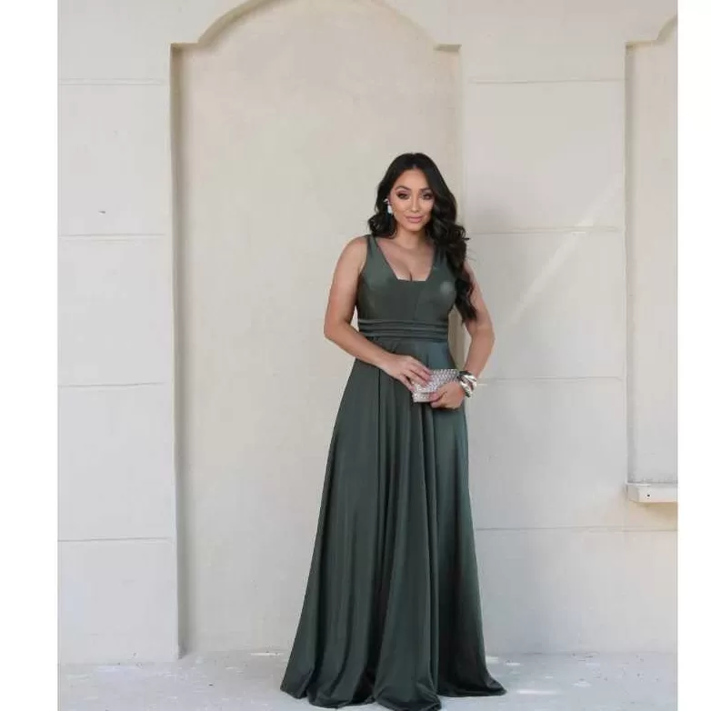 Vestido Feminino De Festa Longo Brilhante Glamouroso Regata Para Festa Formatura Casamento