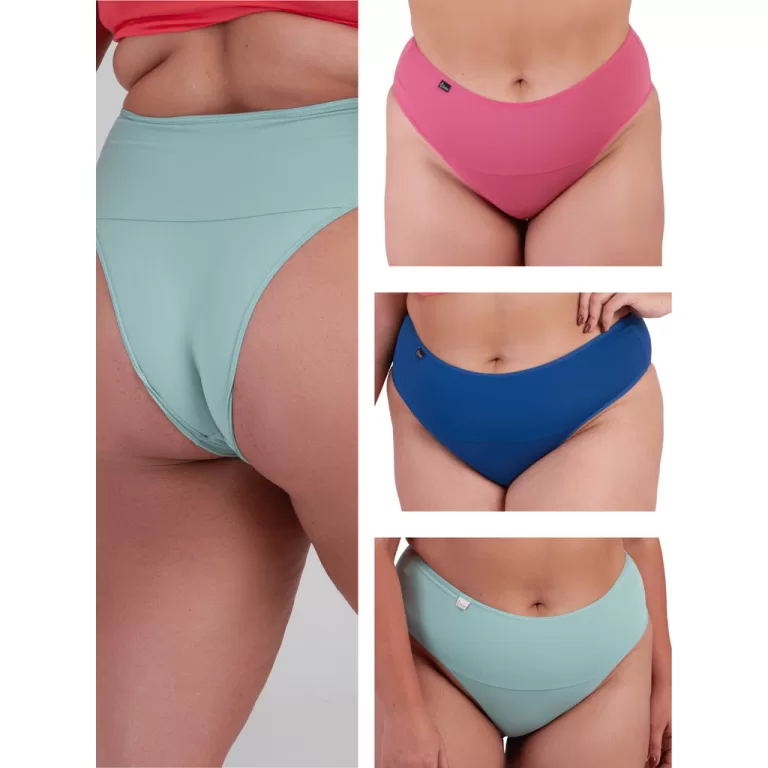 kit 3 calcinha gestante tanga pós parto cós alto