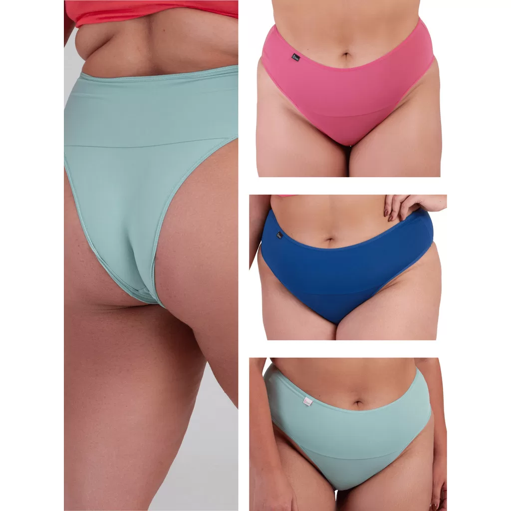kit 3 calcinha gestante tanga pós parto cós alto cor sortida poliamida confortável grávida
