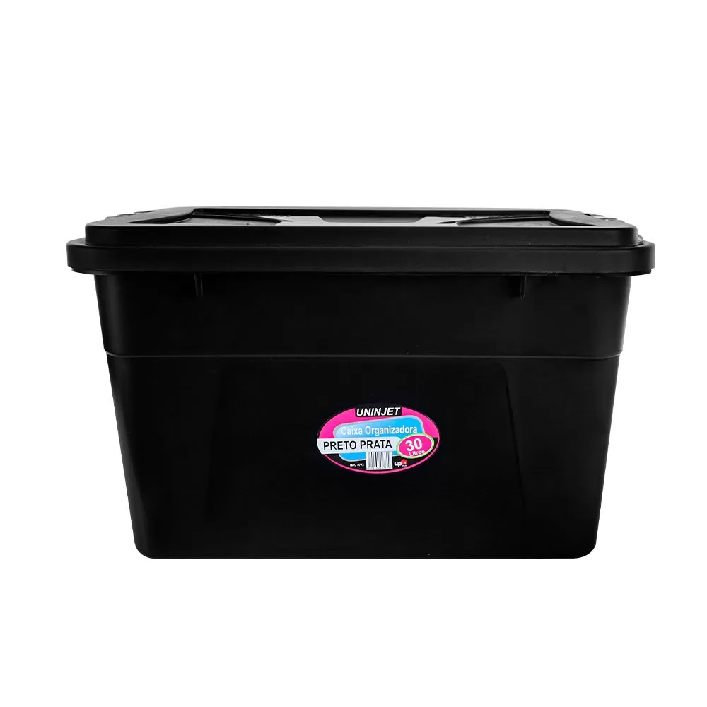 Caixa Organizadora de brinquedos Multiuso 30 Litros Com Tampa Preta