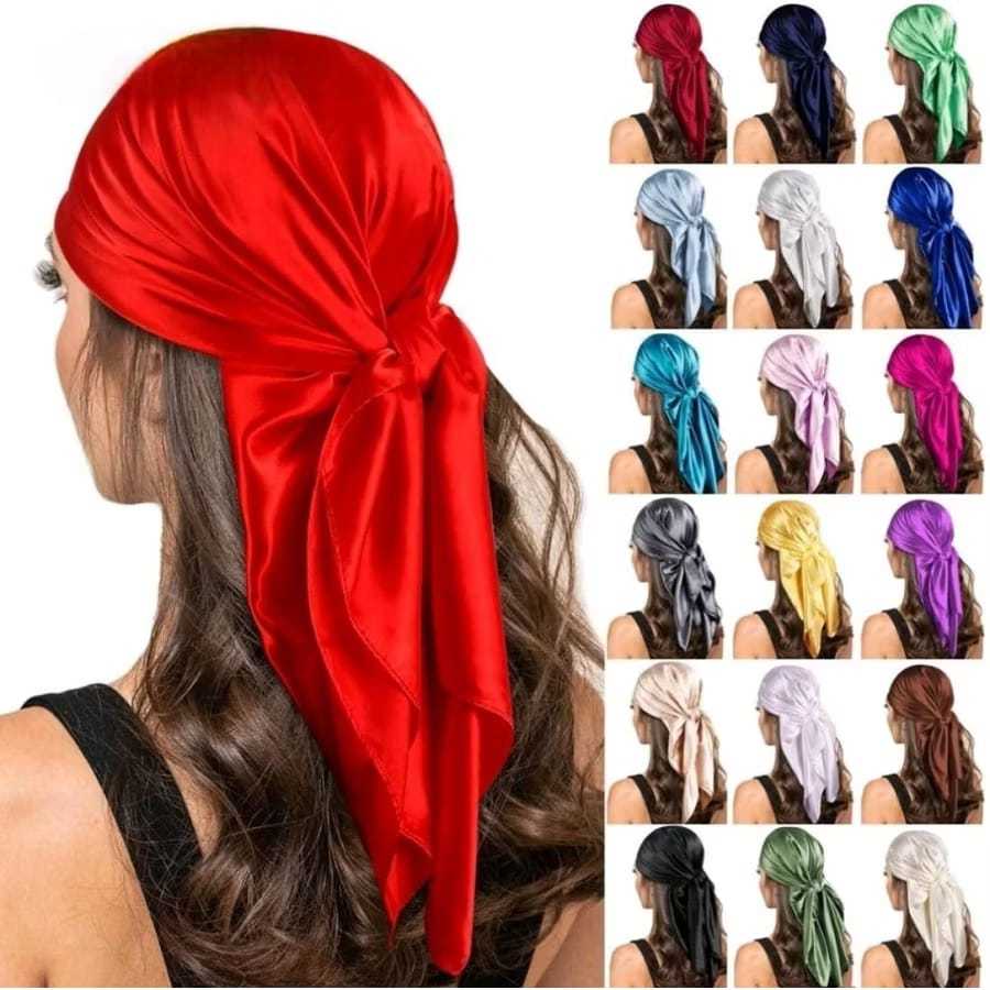 Lenço Cetim 90x90cm Seda de Cabelo Moda Bandana Pescoço