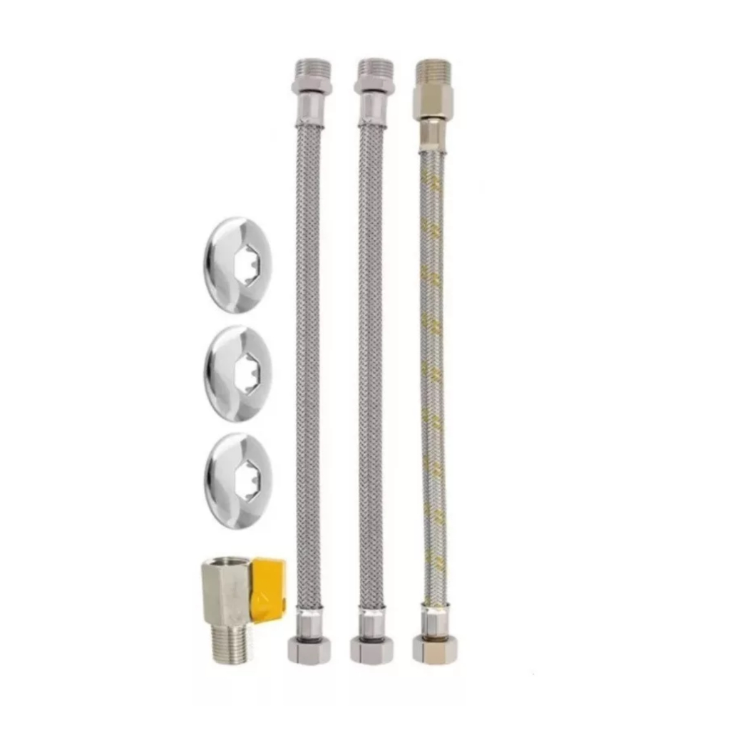 Kit Aquecedor De Passagem C/ Mini Válvula Flexível 40cm