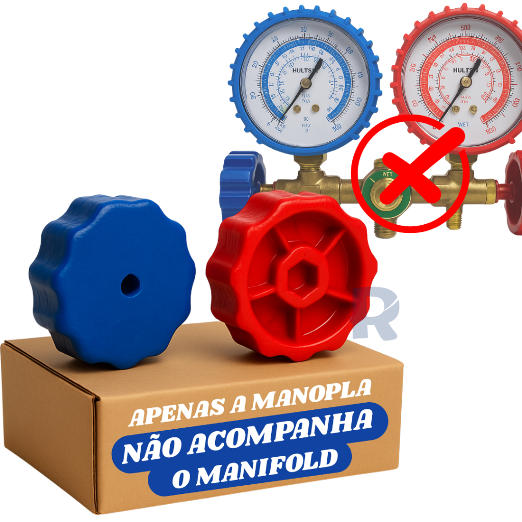 Conjunto Manopla Manipulo Registro Volante Reforçado Para Manifold Refrigeração S/ Manifold Reforçad