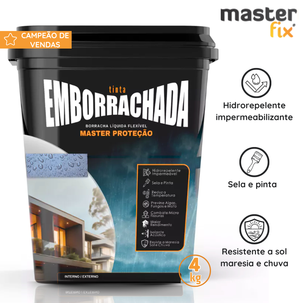 Tinta Emborrachada Impermeabilizante 4Kg Borracha Liquida Sela e Pinta Parede Laje Reboco Telhado