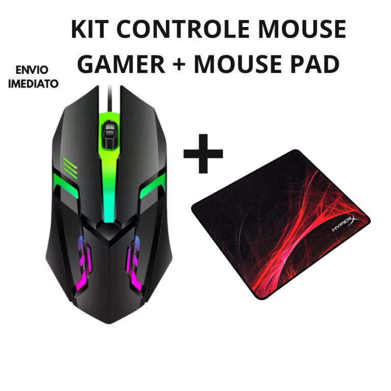 Kit Gamer: Mouse com fio LED RGB  Mouse Pad Antide
