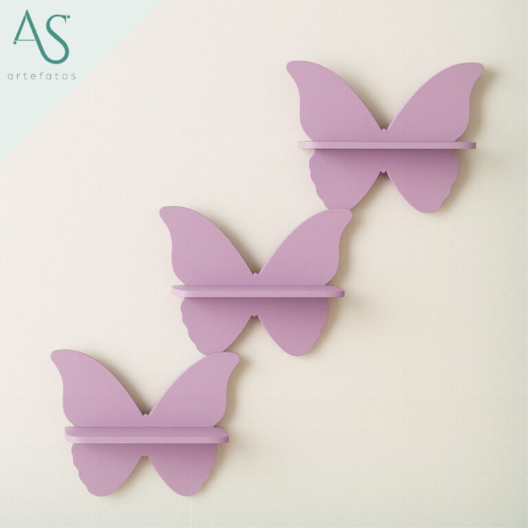 Kit Prateleiras Modelo Borboleta Em MDF Resistente