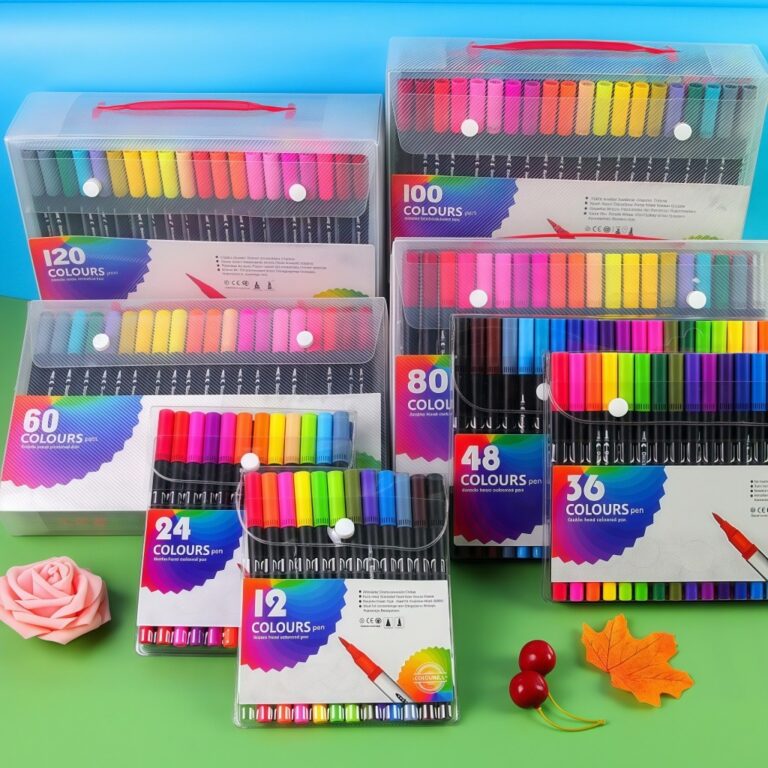 Kit 12/24/36/48/60 Canetas Brush e Ponta Fina 2 em