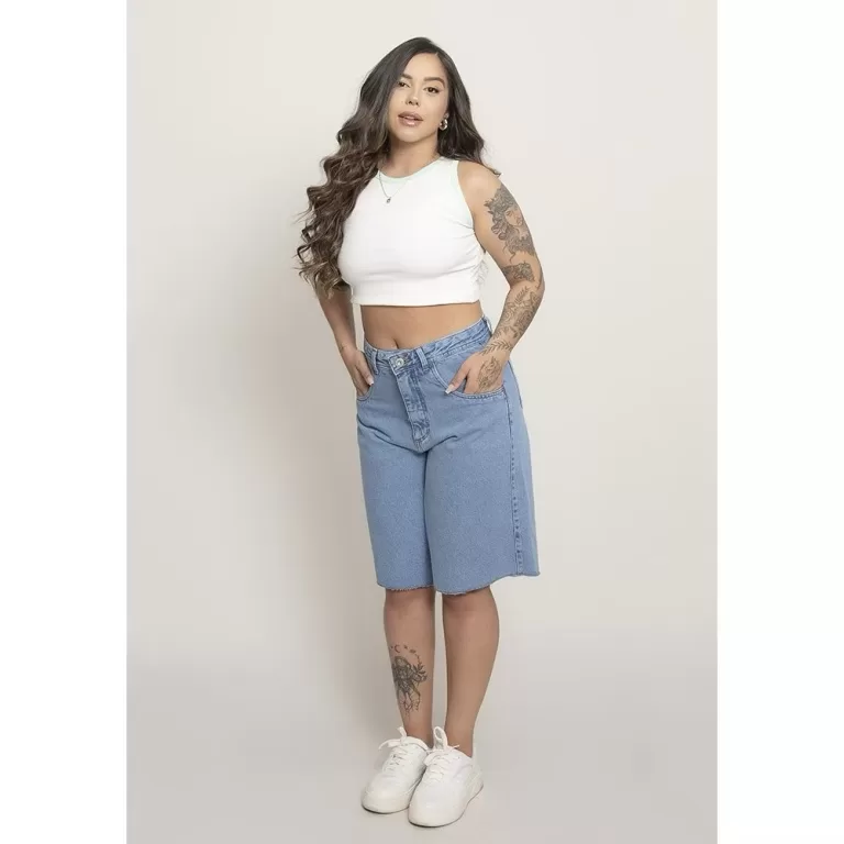 Bermuda Feminina Mom Jeans