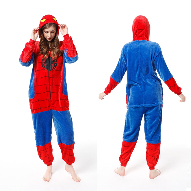 Unisex Anime Onesies Mulheres Homens Spiderman One Piece Macacões Ponto Cosplay Costumes Kigurumi An