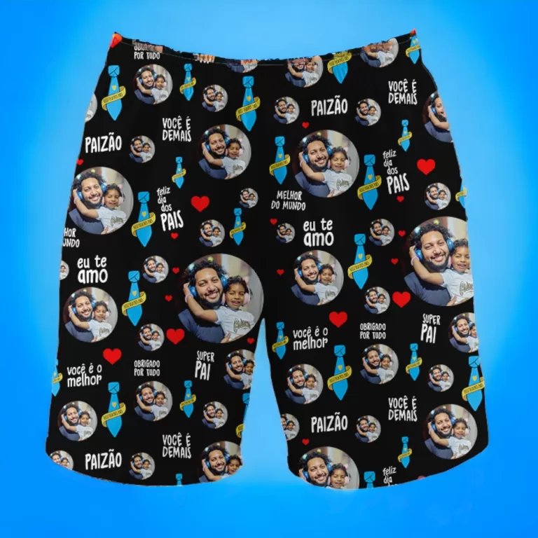 Samba-Canção com Foto Dia dos Pais Shorts Mascul