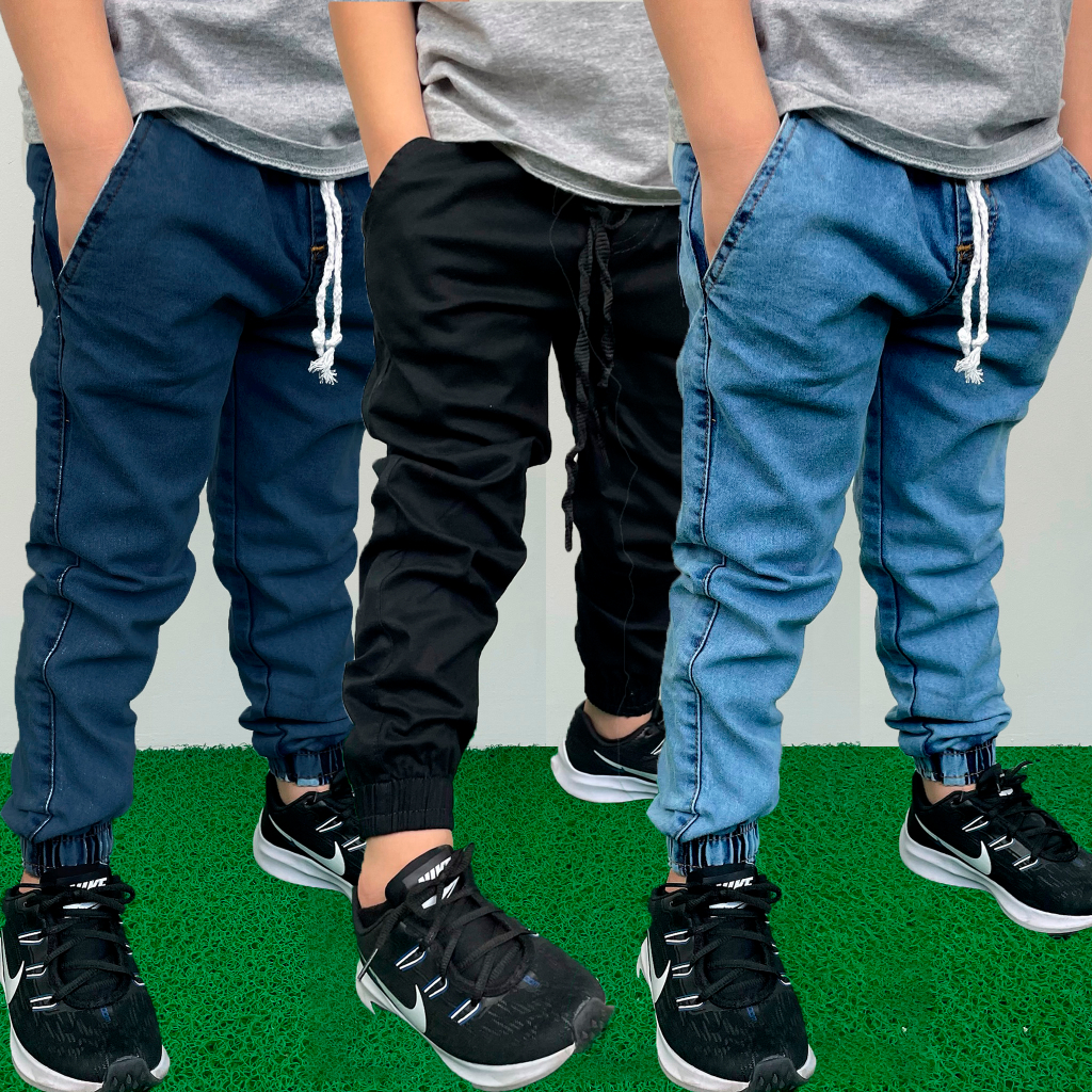 Calça Bêbe Infantil Juvenil Jeans Sarja Jogger – Calça de criança justa e confortavel da moda infant