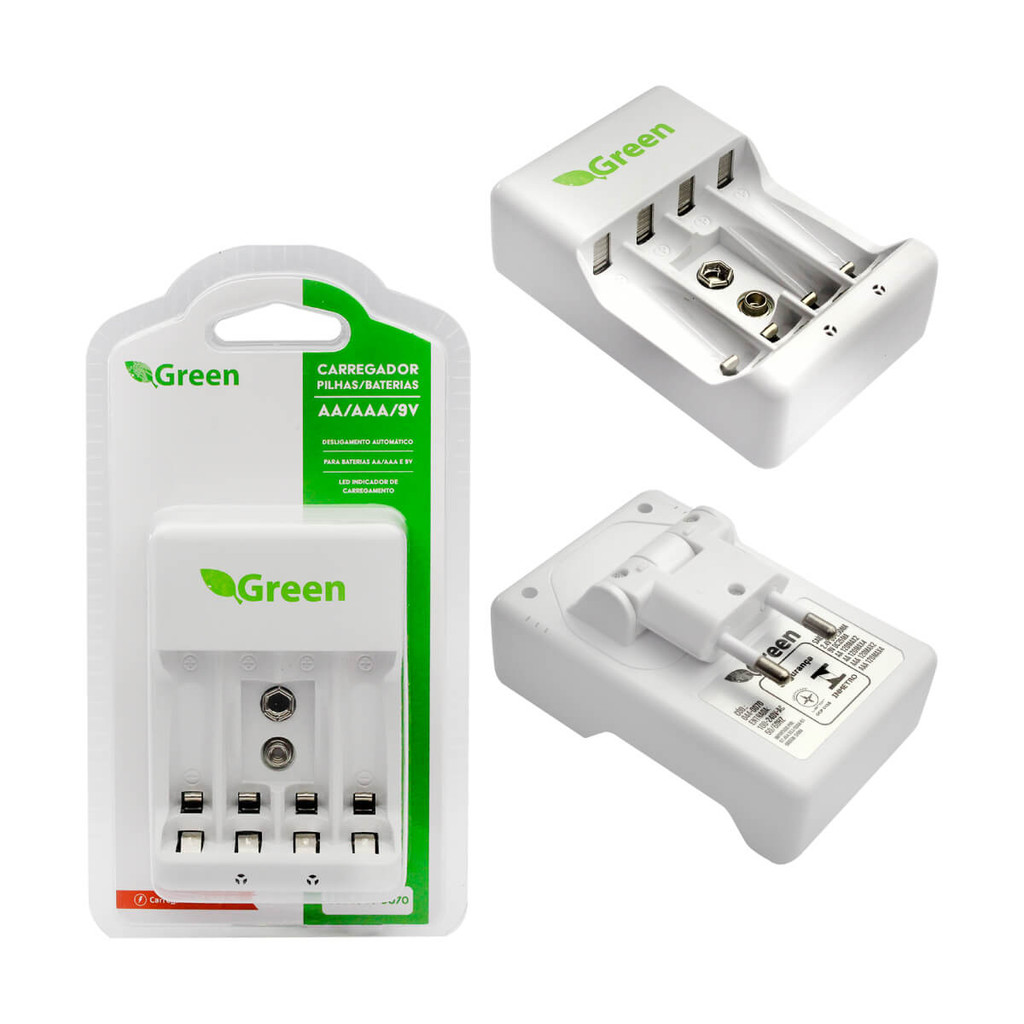 Carregador Ultra Rápido de Pilha/Bateria AA/AAA/9V – Bivolt