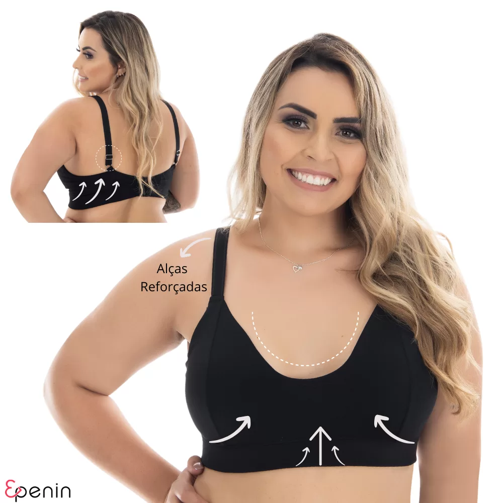 Sutiã Plus Size Reforçado Sem Bojo Soutien Confortável Alça Reforçada Sustentação lingerie Feminina