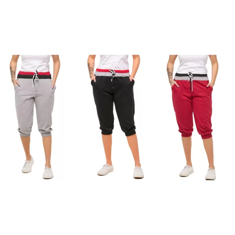 Kit 03 Bermudas Moletom Feminina Saruel Com Punho 