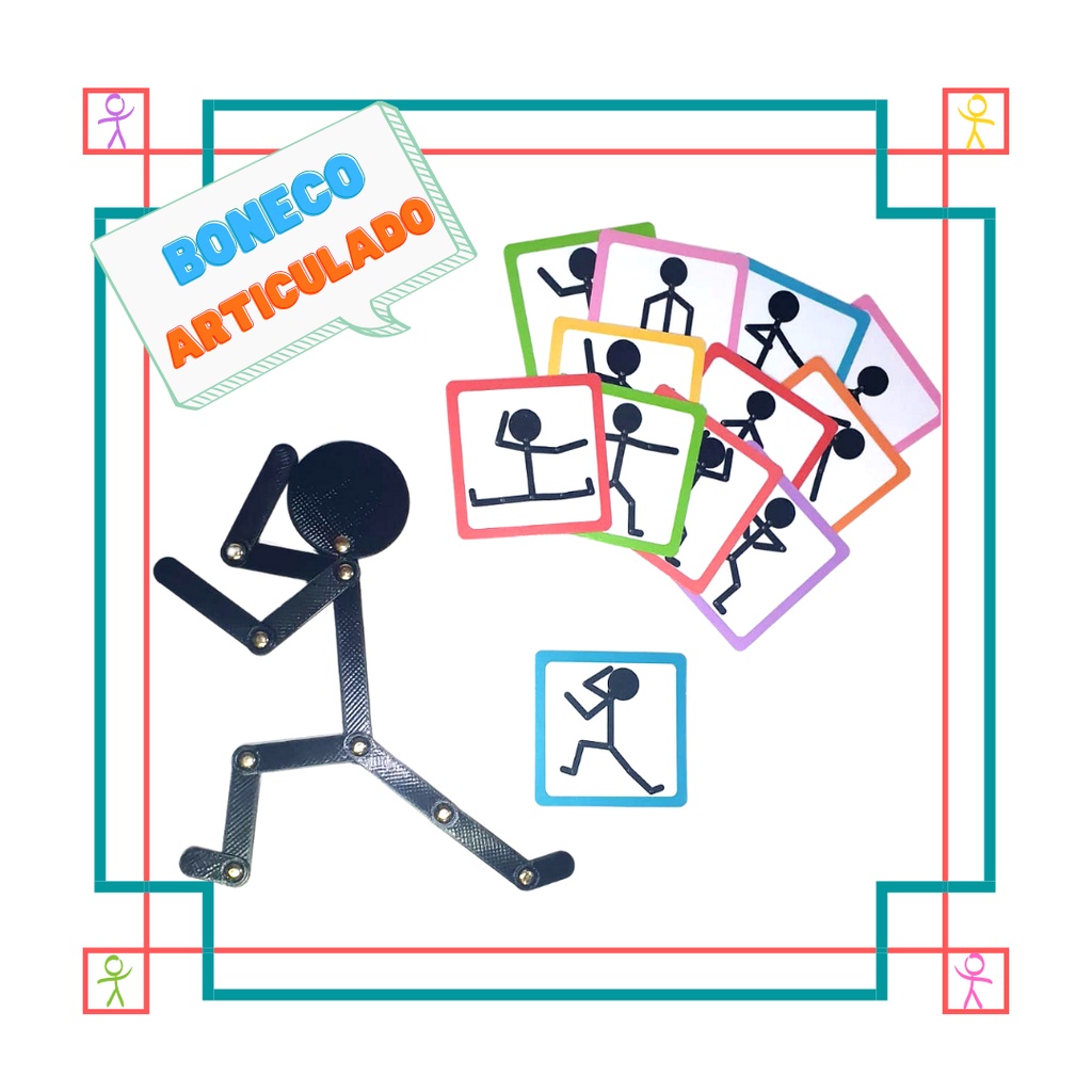 Boneco Articulado + 18 Cards | Consciência Corporal, Coordenação Motora e Educação Infantil
