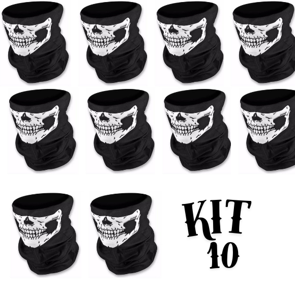 10 UNIDADES: Balaclava Caveira, Gorro Bandana, Tou